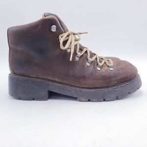 Vintage 90s y2k American Eagle‎ Outfitters Brown Leather Platform Ankle Boots 10